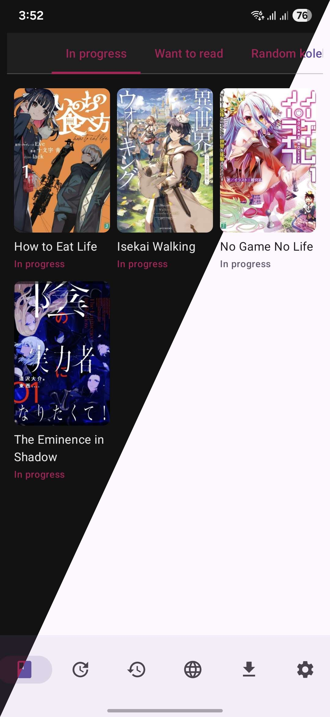 Inkita light and dark theme comparison